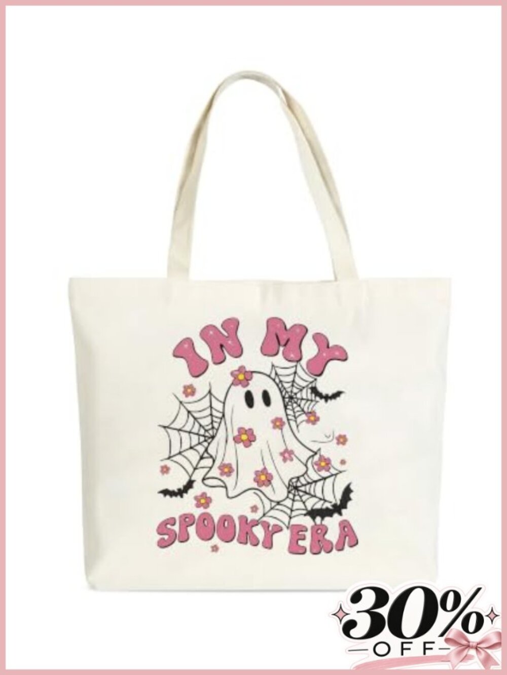 Halloween Tote Bag for Women Canvas Large Spider Web Design